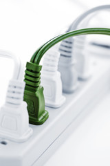 Wires plugged into power bar
