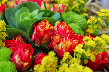 Various flowers - beautiful bouquet of colorful blooms.