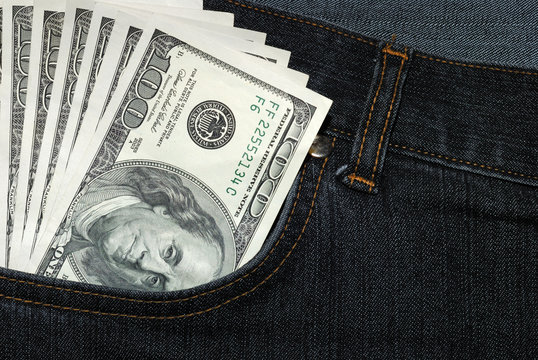Jeans with money in a pocket