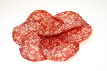 Salami geschnitten