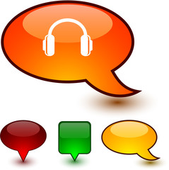 headphones speech comic icons.