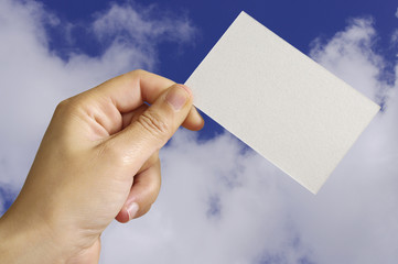 Empty card in human hand