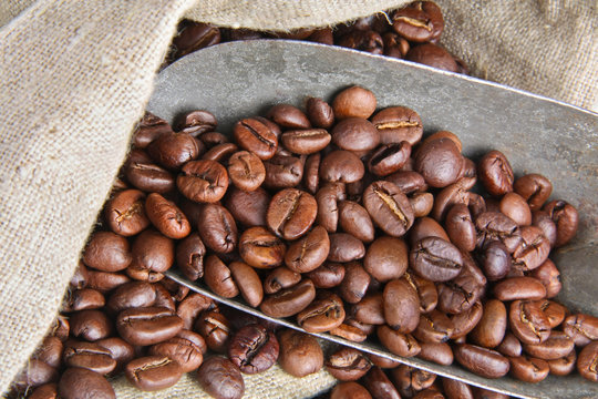 Sack with coffee beans