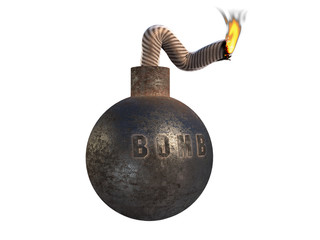 Bomb with burning wick