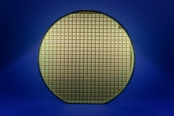 Silicon wafer with dark blue background