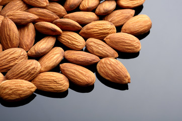 Almonds on black backgrond