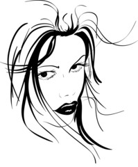 Hand-drawn fashion model. Vector illustration.