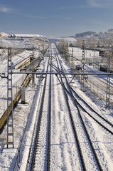 Vias de tren  nevadas