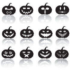 Vector Halloween pumpkin silhouette collection