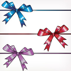 Bows on ribbons, a set