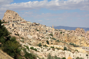 Fototapeta na wymiar Le village la forteresse d'Uchisar