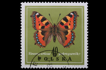 Poland - CIRCA 1967: A stamp - Vanessa urticae