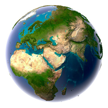 Fototapeta Realistic Planet Earth with natural water