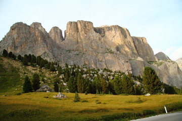 Sella's tower at the sunset,view from the road