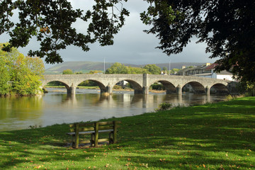 Bridge over the river Wye in Builth Wells, Wales UK.