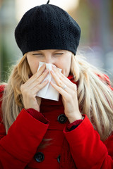 young woman has flu