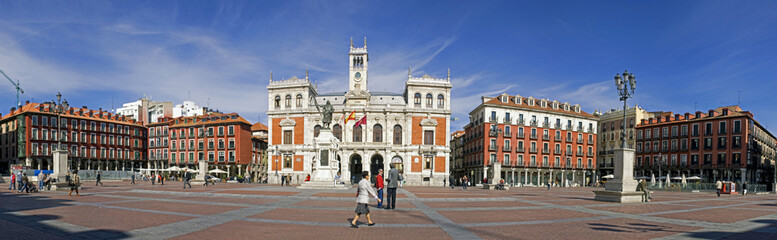 Plaza Mayor de Valladolid panoramica - obrazy, fototapety, plakaty
