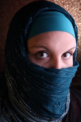 Veiled Woman From The Middle East (golden background)