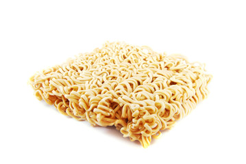 A block of Instant noodles isolated on white background
