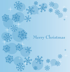 Naklejka na ściany i meble Blue festive background with scene snowflake and ball