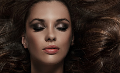 close up portrait of charming brunette