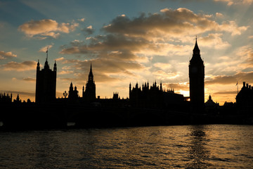 Houses of parliament at sunset
