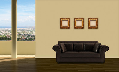 3d interno stanza vuota da arredare