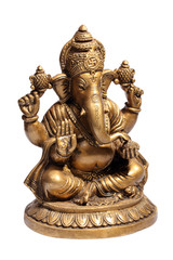 Hindu God Ganesh isolated on white with clipping path