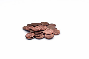 Disorganized pile of pennies