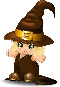 Strega Bambina-Halloween Baby Witch-Vector