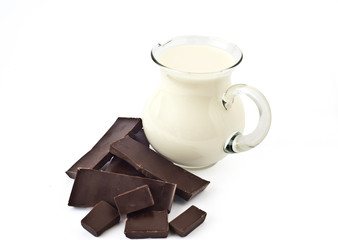 Dark chocolate and milk jug