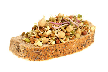 Mixed Sprouts on Bread