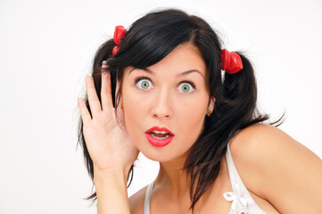 surprised girl looking at camera