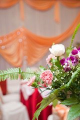 Flower decoration of wedding banquet hall interior