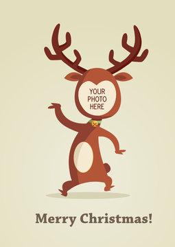 Christmas reindeer card with place for your photo