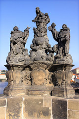 Fototapeta na wymiar Baroque Statues on the Prague Charles Bridge