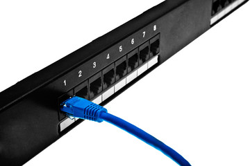Connector is plugged into patch panel