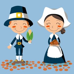 Thanksgiving Day Pilgrim Couple