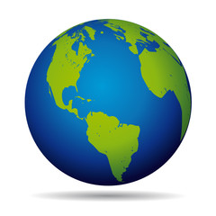Earth globe planet. American view.