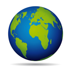 Earth globe planet. European view.