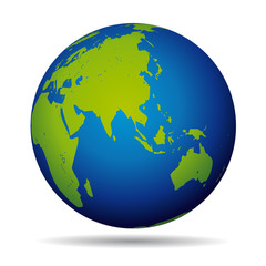 Earth globe planet. Asian and australian view.