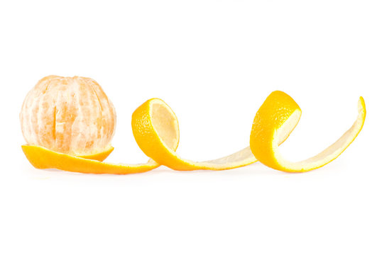 Half Peeled Orange Isolated On White Background