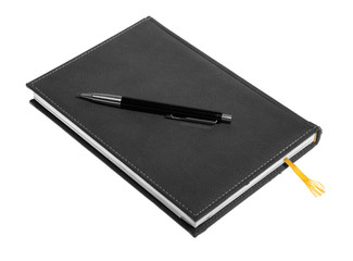 notepad and pen isolated over white background