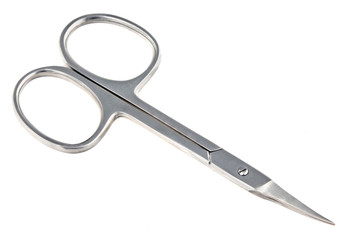 Small metal manicure scissors isolated on white