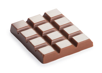 Milk chocolate bar isolated on white background