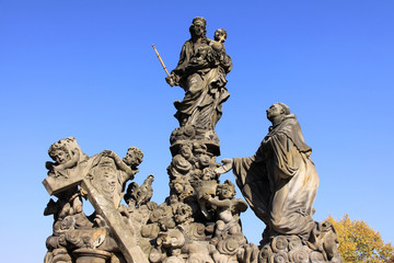 Baroque Statue on the Charles Bridge in Prague