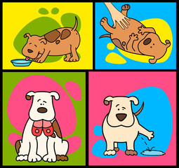 Set of cartoon dogs. Vector illustration.