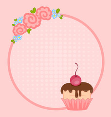 valentine`s day frame with sweet cupcake for design