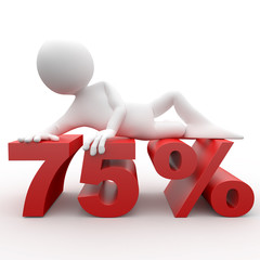 Humano 3d tumbado en 75 por ciento