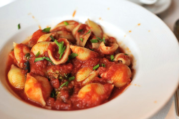Pasta in tomato dressing